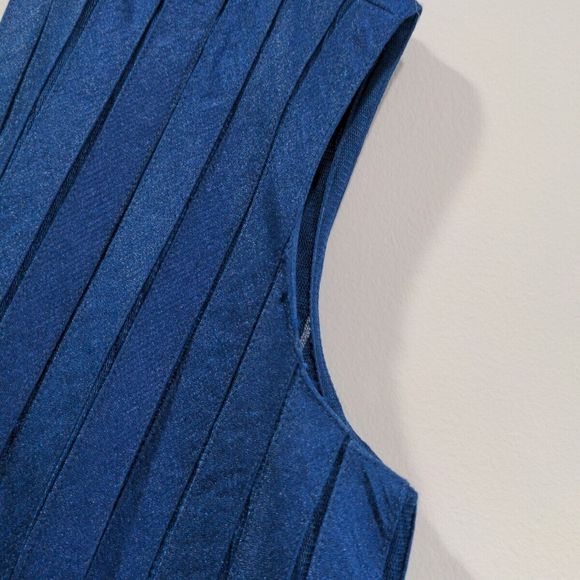 Adrianna Papell Shimmer Layered Tiered Sheath Cocktail Dress Size 14 Blue - Picture 6 of 12